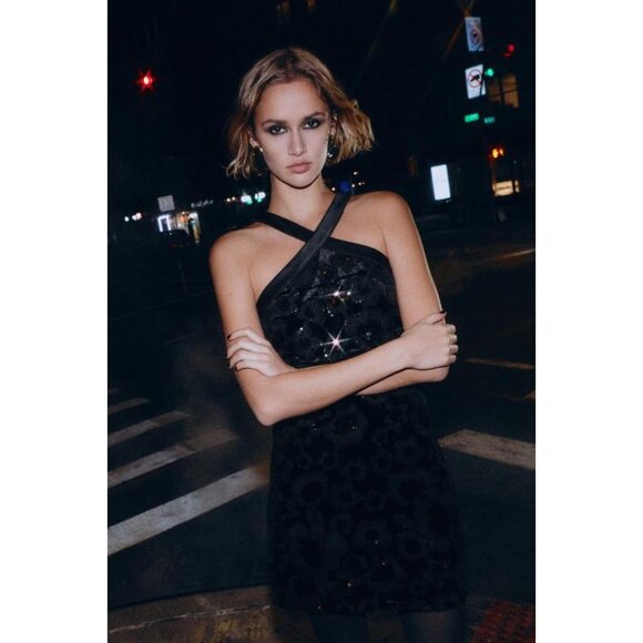 ZARA COMBINATION SEQUIN MINI DRESS - Picture 6 of 8